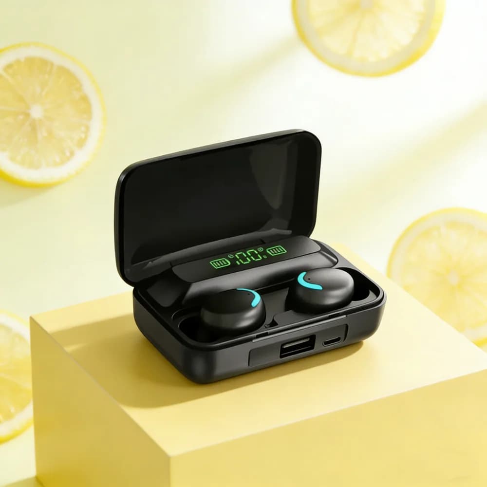Cuffie Bluetooth con Audio Stereo 9D e Bassi Potenti, Auricolari Sportivi con Controllo Touch, Wireless TWS, Impermeabili
