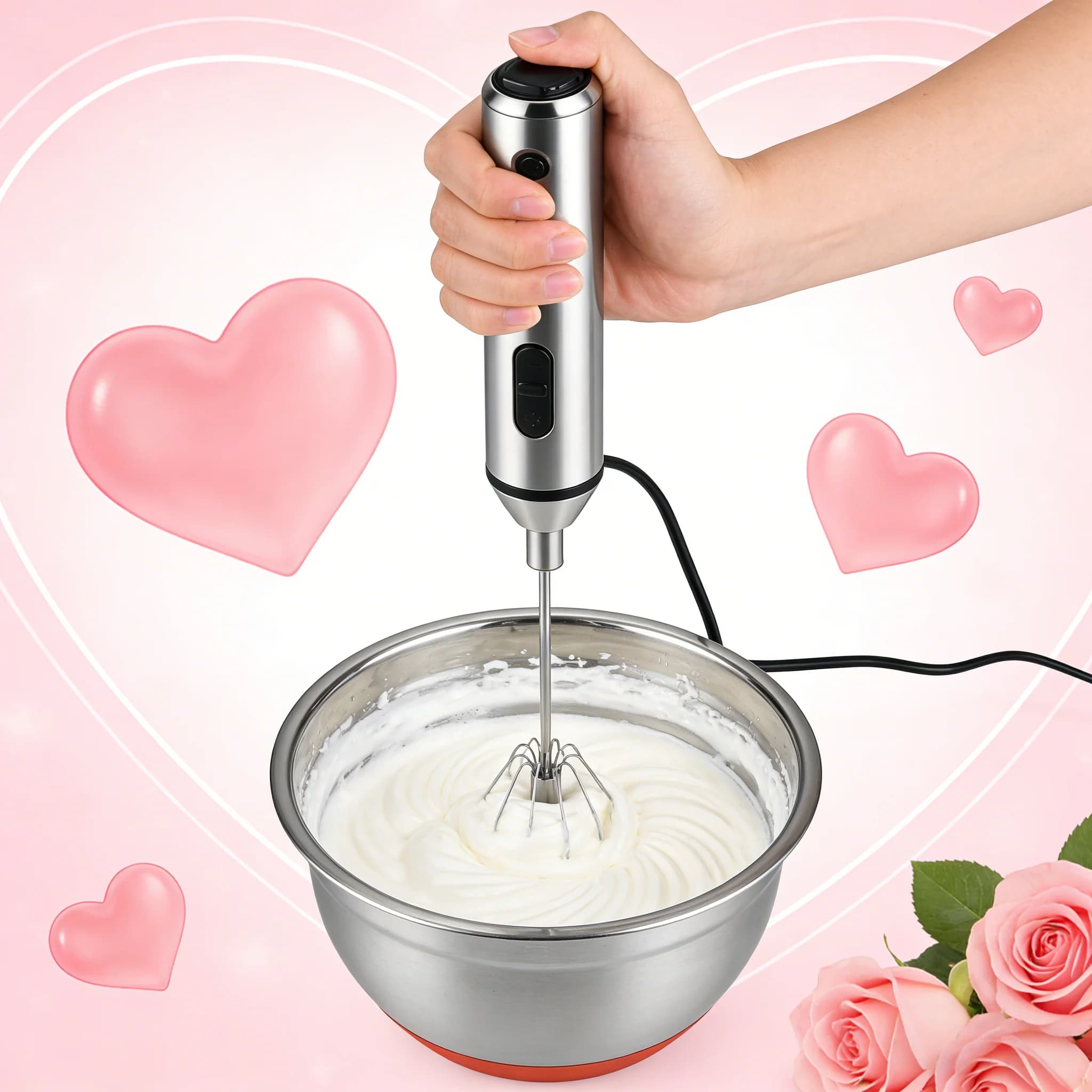 1-Second Mini Whisker, One Press Handheld Milk Frother &Egg Beater,Perfect Valentine's Day Gift for Home Bakers & Coffee Lovers