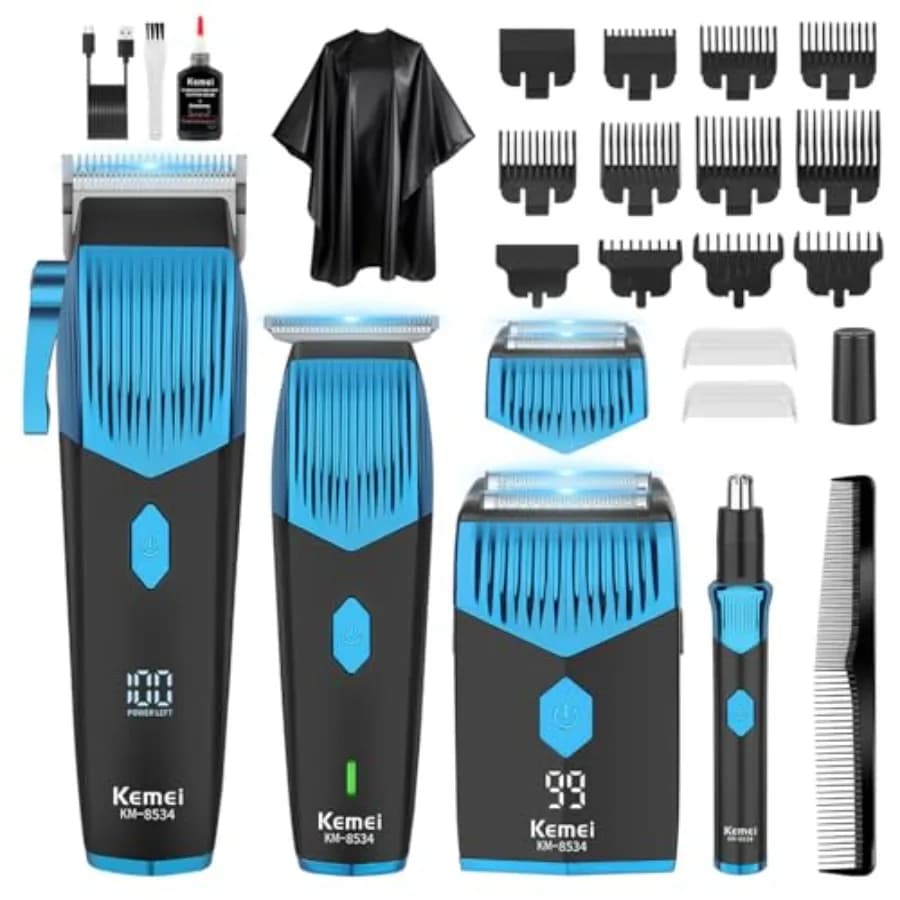 8534 Set di tagliacapelli professionali per uomo Tagliacapelli elettrico Rasoio a lamina Barba Naso Trimmer per orecchie Kit per toelettatura Cordless Barb
