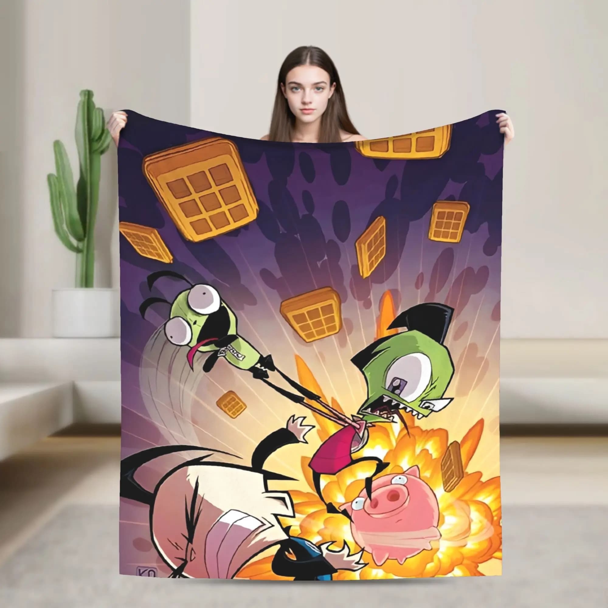 Invader Zim Movie Blankets Quality Warm Throw Blanket Winter Picnic Couch Chair Funny Bedspread