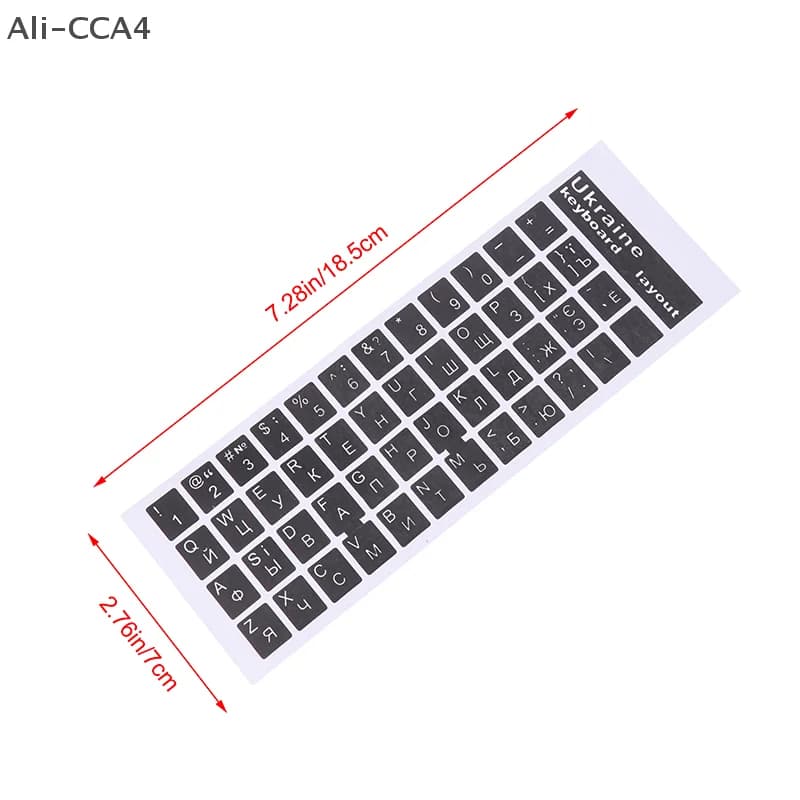 CCA4-1Pc Ukraine Language Keyboard Sticker Black/Clear Background White Blue Red Black Letters Sticker For Universal PC Laptop