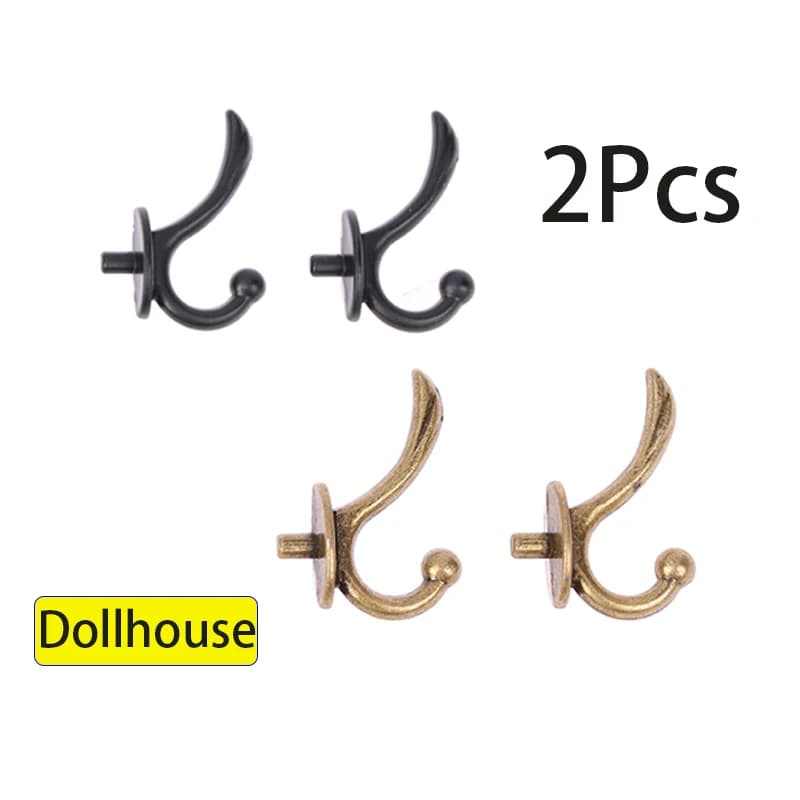 2 pieces 1:12 miniature clothes coat metal hook wall coat accessories for children's home gifts