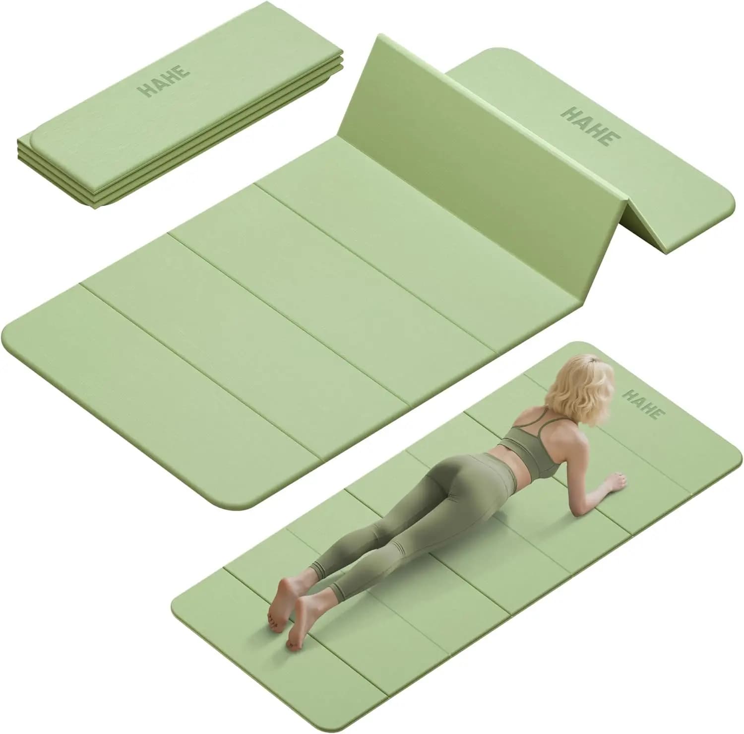 Foldable yoga mat, 74'' L x 32''' L x 1/3''''' thick, anti-slip mat for training at home, travel, pilates and camping