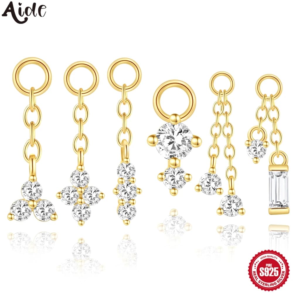 Aide 1pc 925 Sterling Silver Zirconia Chain DIY Jewelry Pendants and Pendants for Necklace Bracelet Earrings Handmade Jewelry Pendant
