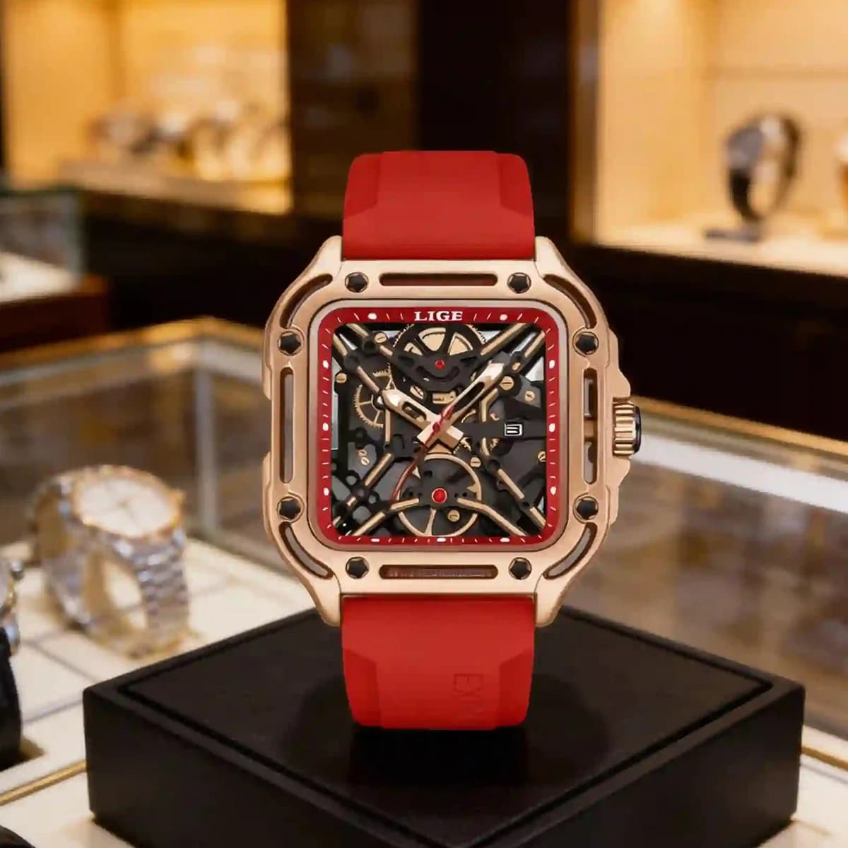 Orologio da Polso LIGE per Uomo, Militare, al Quarzo, con Calendario e Cronografo, Quadrante a Forma di Botte, Cinturino in Silicone, Impermeabile