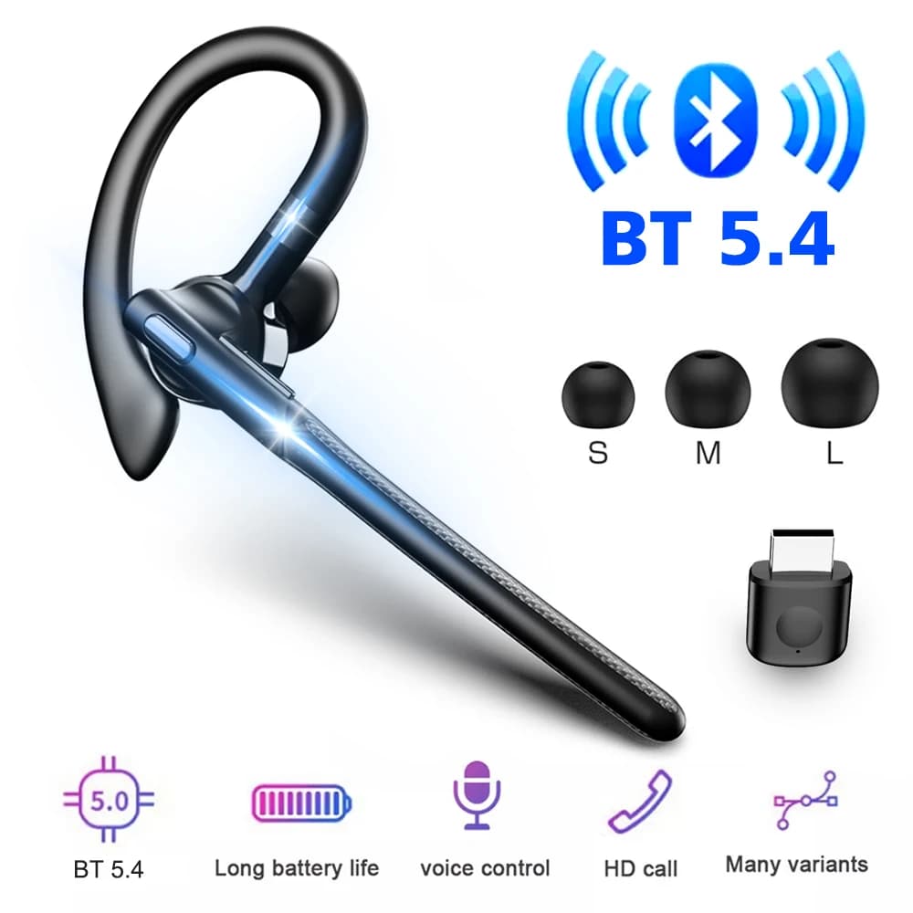Bluetooth 5.4 Bluetooth Wireless Headphones Single Ear Headphones Over-ear Sports Headphones with Headphones with Double Mic Noise Cancellation