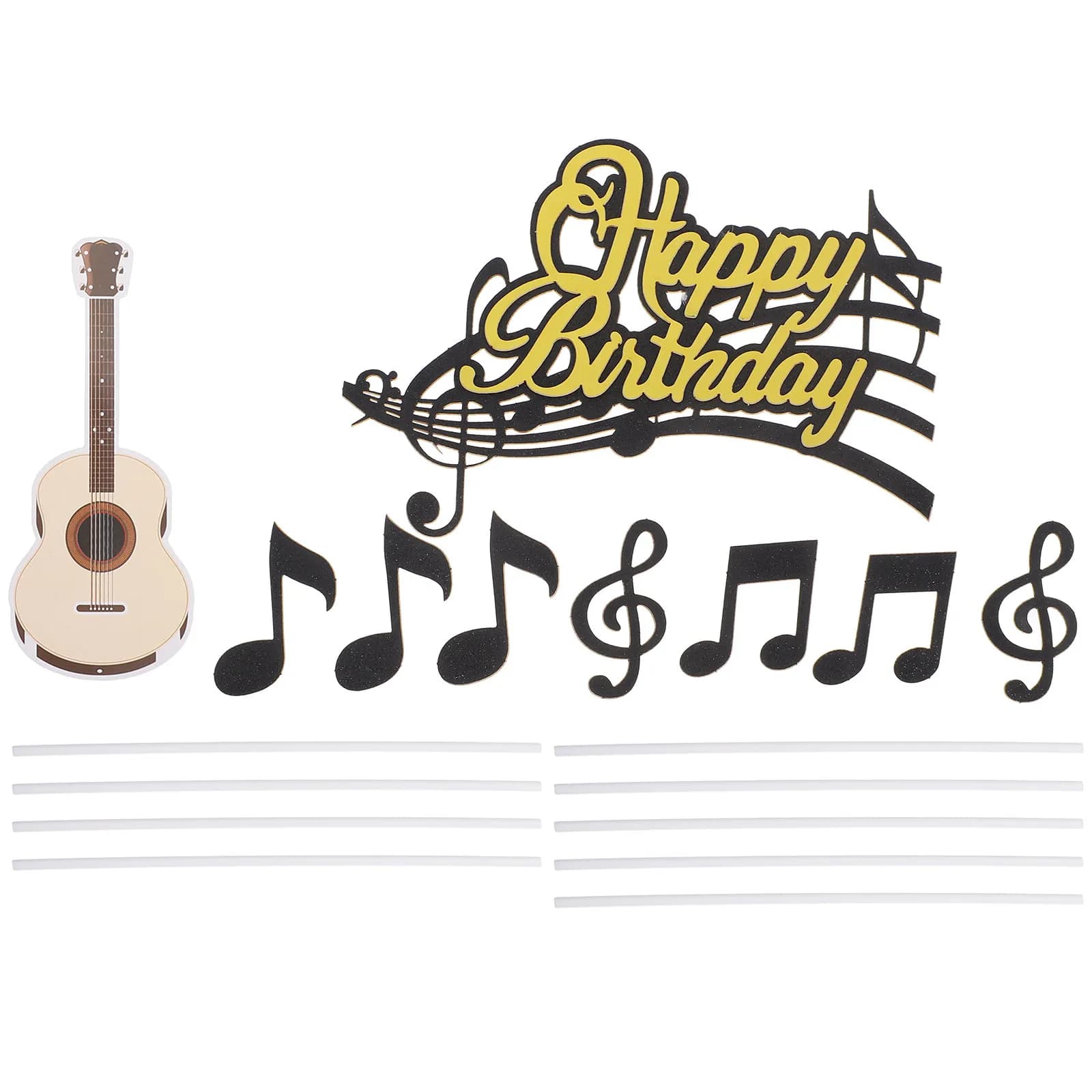 24Pcs Cake Decorations Music Themed Birthday Party Cake Toppers Cupcake Picks Guitar Note Decor Happy Birthday Cakes Topper