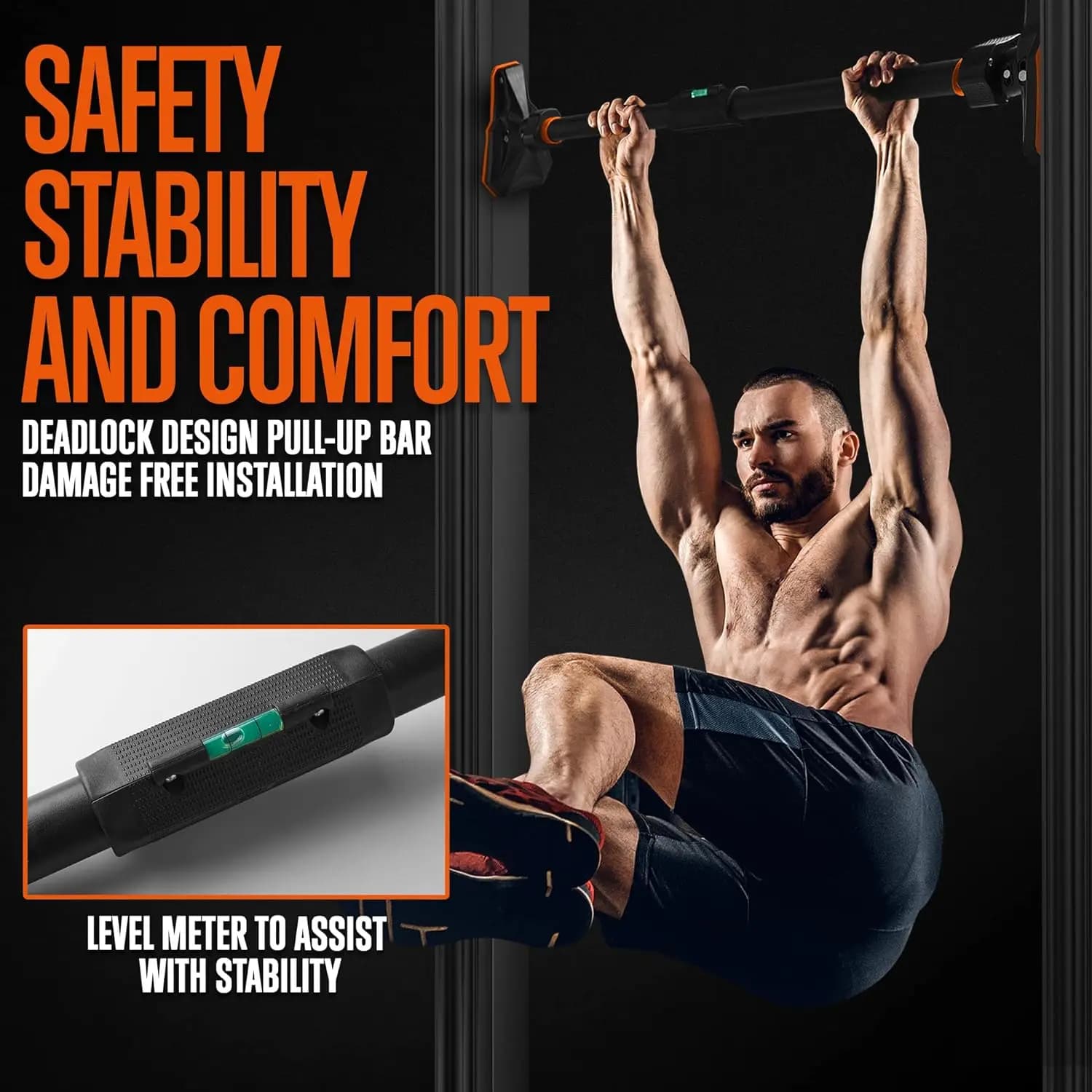 Door bar/traction bar without screws, adjustable for door frame, home training equipment, horizontal bar