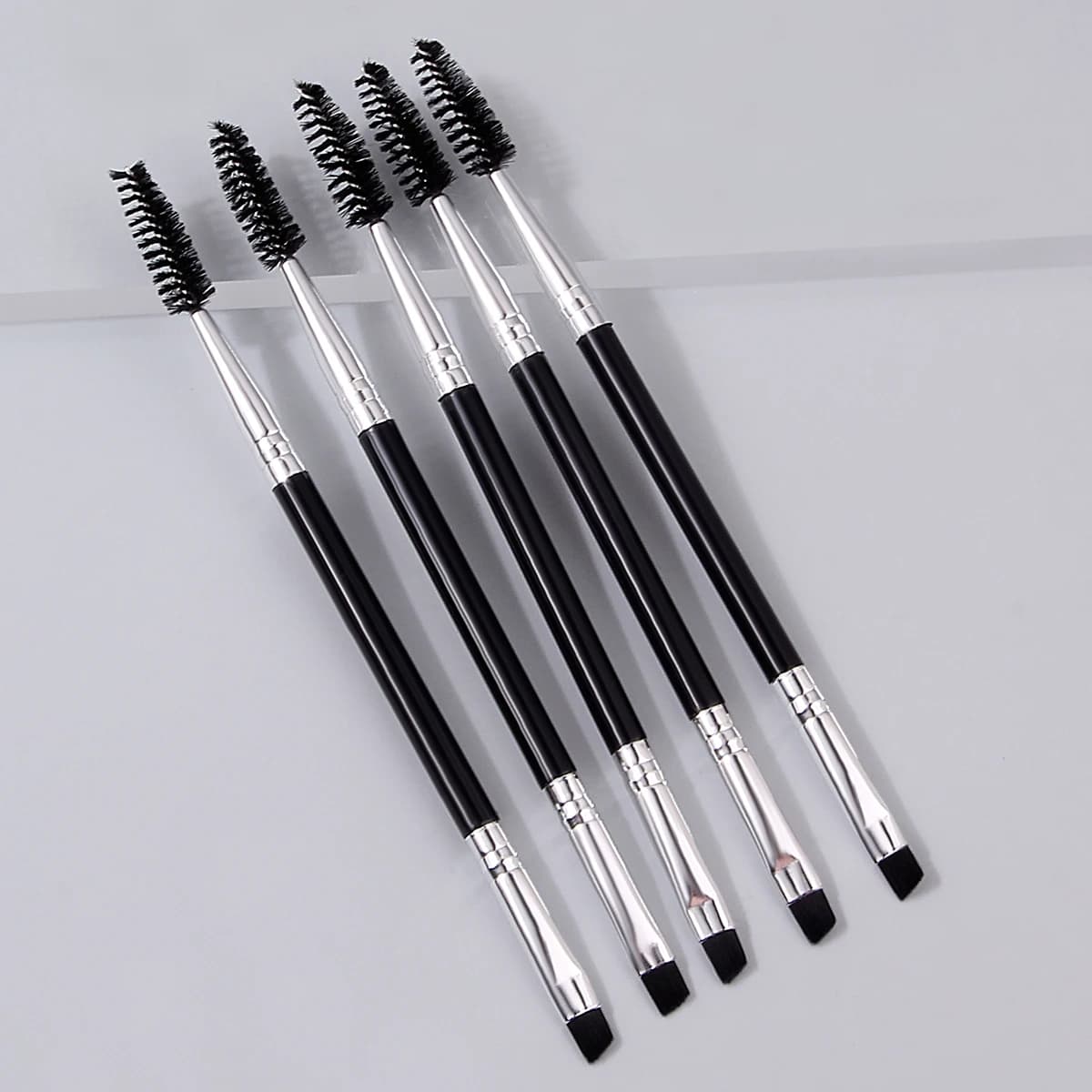5 pcs Double Head Black Mascara Brush, Eyebrow Brush, Mascara comb, Curled Make-up Update, Professional Eye Makeup Brush