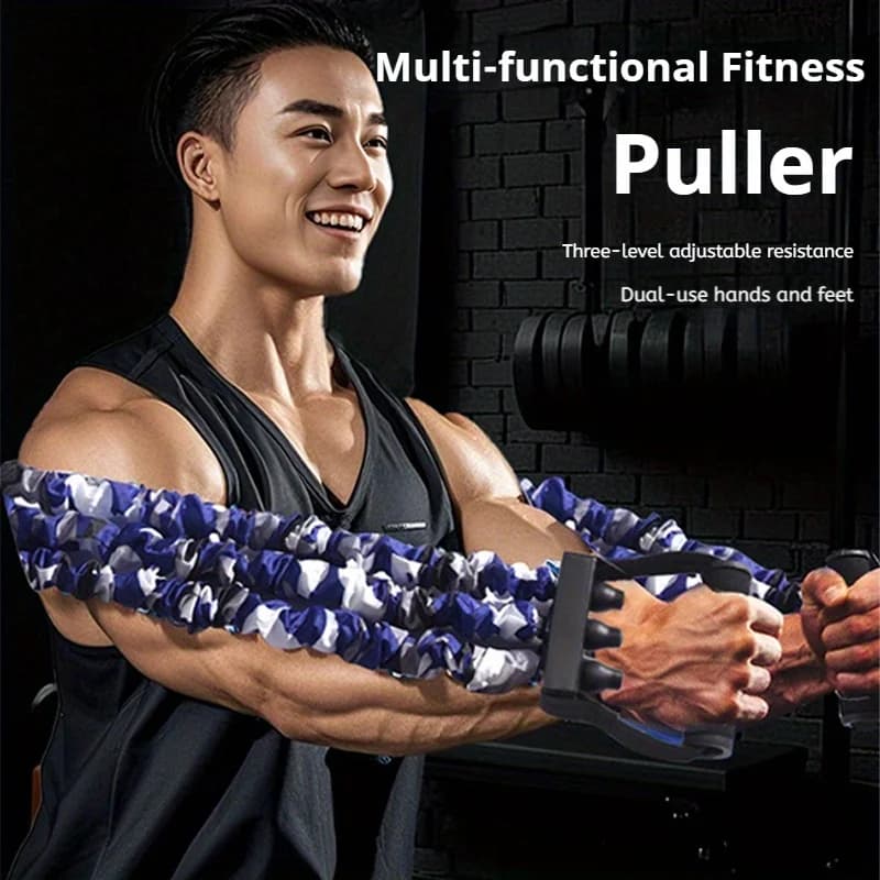 Adjustable Chest Expander Resistance Pull Tube Exercise Puller Anti-Slip Handle Upper Trainer for Chest Shoulder Back Training