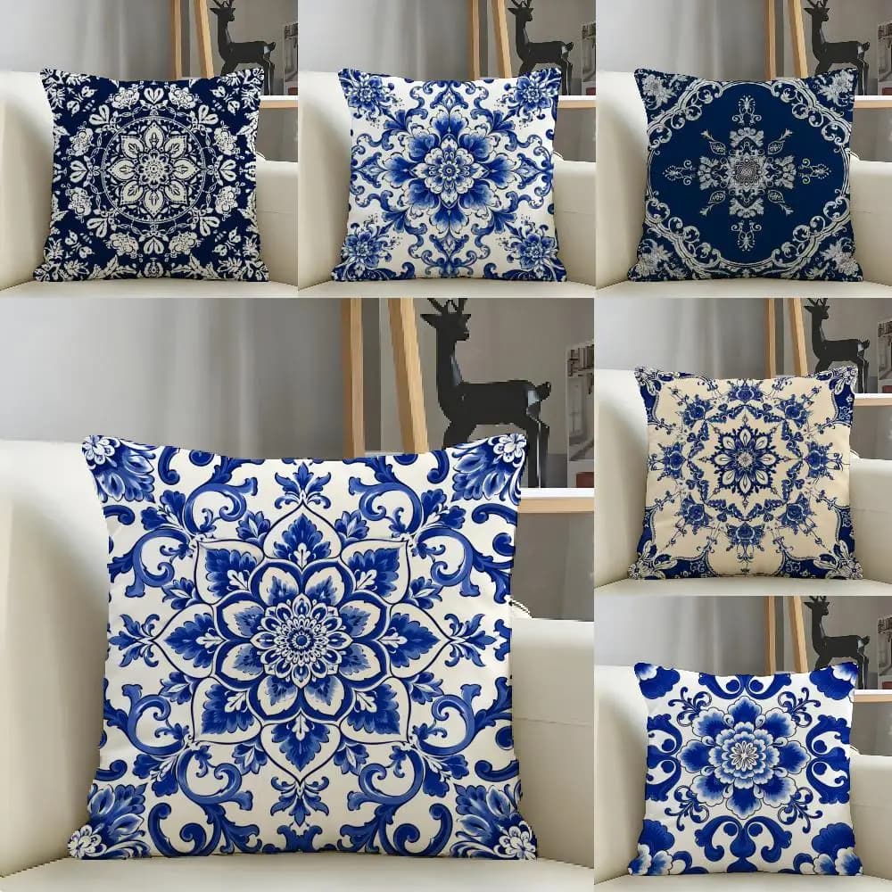 Bohemian Style Cushion Cover Natural Linen Pillow Case Organic Fabric Double Sided Print Sofa Home Decor Gift
