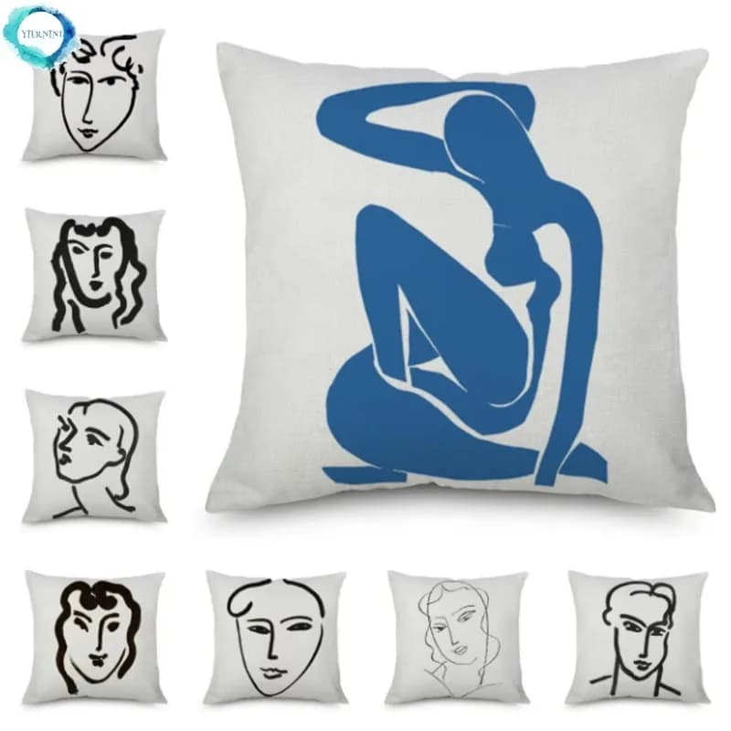 Henri Matisse Portrait Cover for pillows Simple Drawing Federa in linen Sofa Deocr Decorative artistic painting