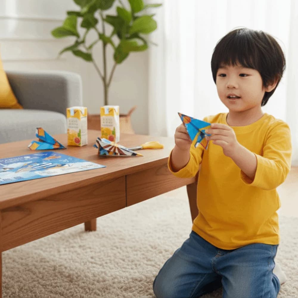 Paper Handmade Airplane Origami Art Learning Montessori Airplane Origami Set Cartoon 3D Versatile Paper Aircraft