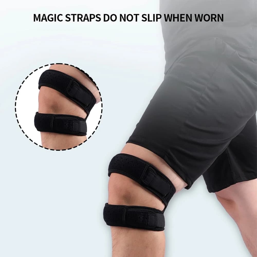 1pc doppia cinghia di supporto tendine rotuleo, stabilizzatore regolabile per strappo di menisco, artrite, tendinite, MCL, ACL, sollievo dal dolore