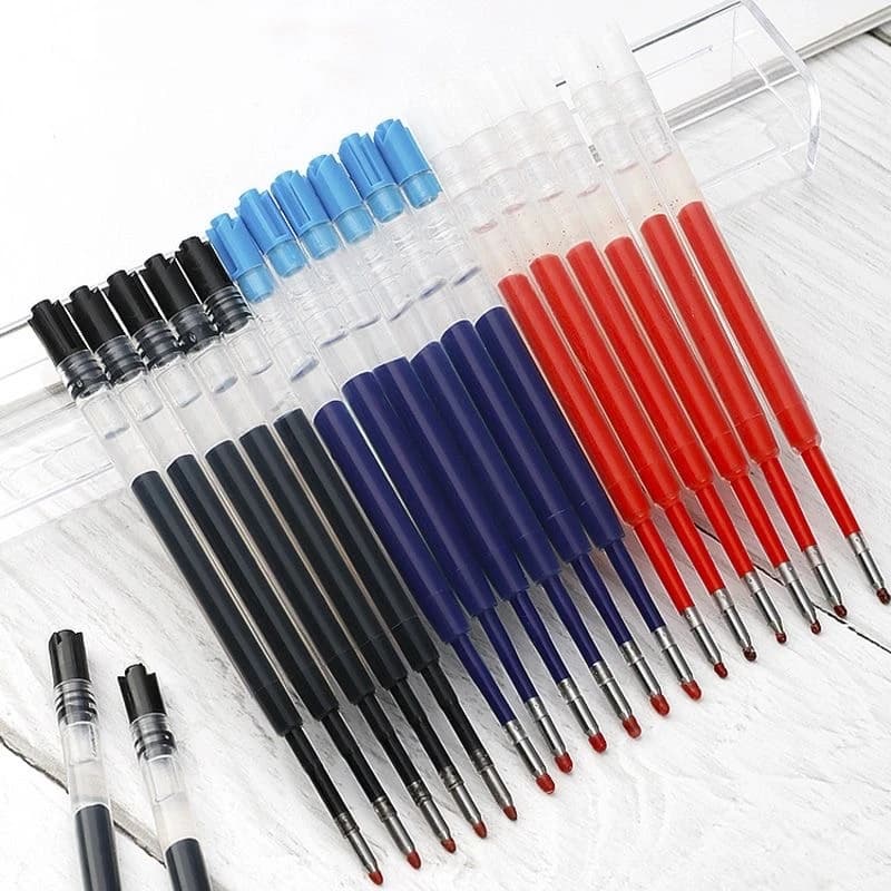 Genkky 10 pezzi G2 ricarica penna gel in plastica ricariche lunghezza 9,9 cm punto di scrittura 0,5 mm colori inchiostro rosso nero blu penne a inchiostro per la scuola