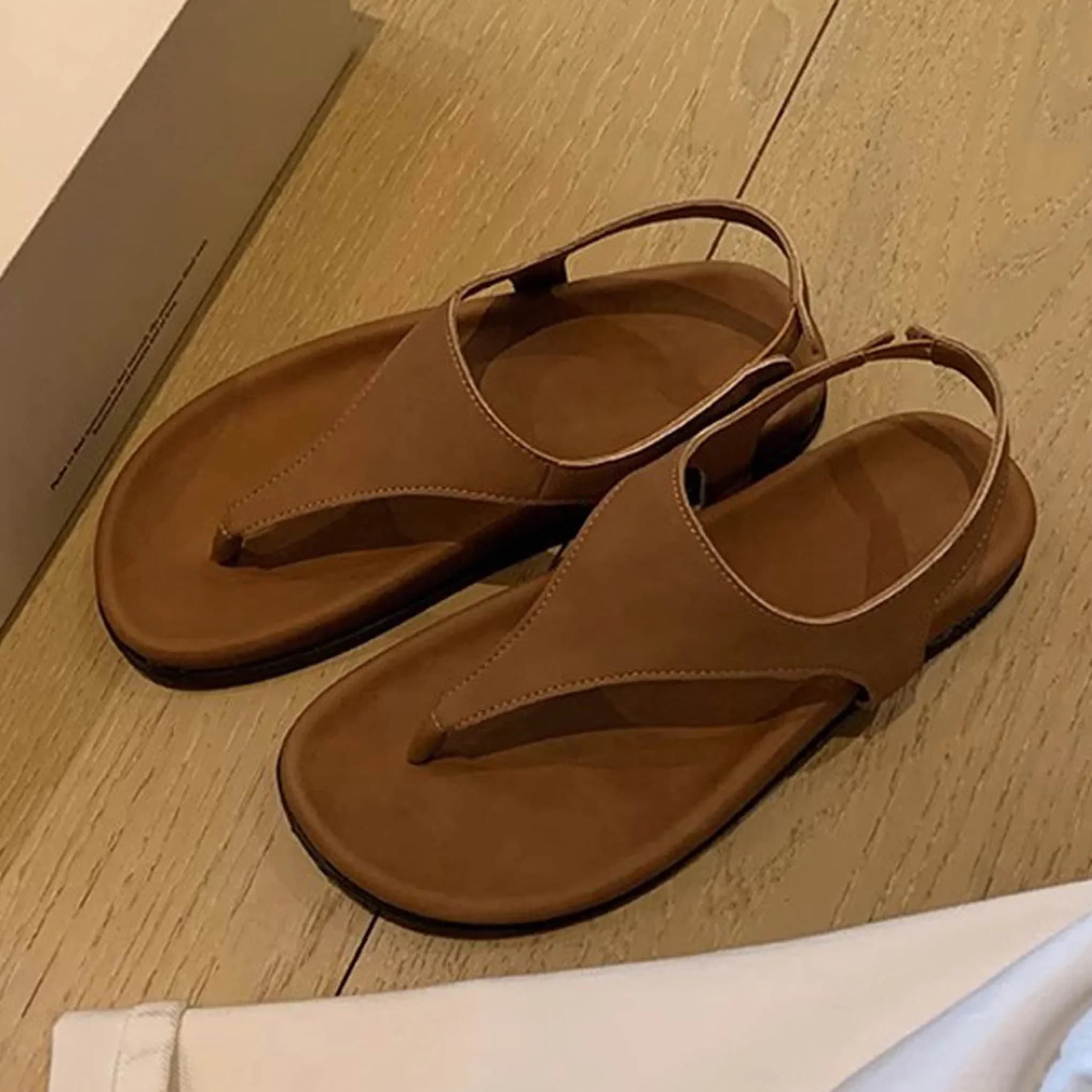 Aneikeh Retro Round Clip Toe Flats Heels Women Slippers Outdoor Casual Sandals 2025 New Summer Flip Flops Ladies Shoes