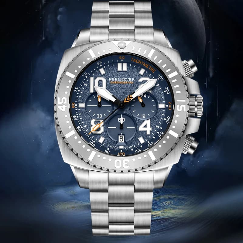FeelNever LIGE Professional Quartz Men's Watch Fashionable Wrist Watch with Luxury Sapphire Glass Classical Stainless Steel Waterproof Watches