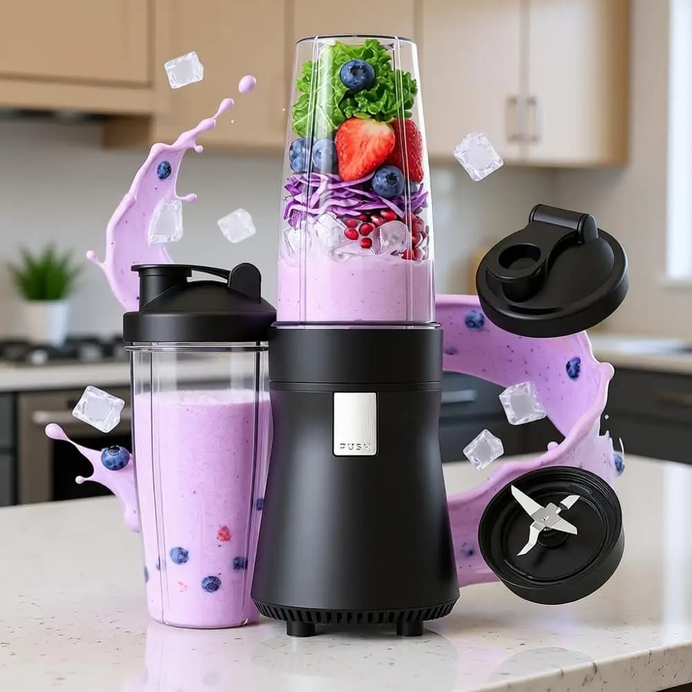 Frullatori monodose con tecnologia a impulsi da 700 W con 2 bicchieri portatili da 28 once per frullati e bevande ghiacciate