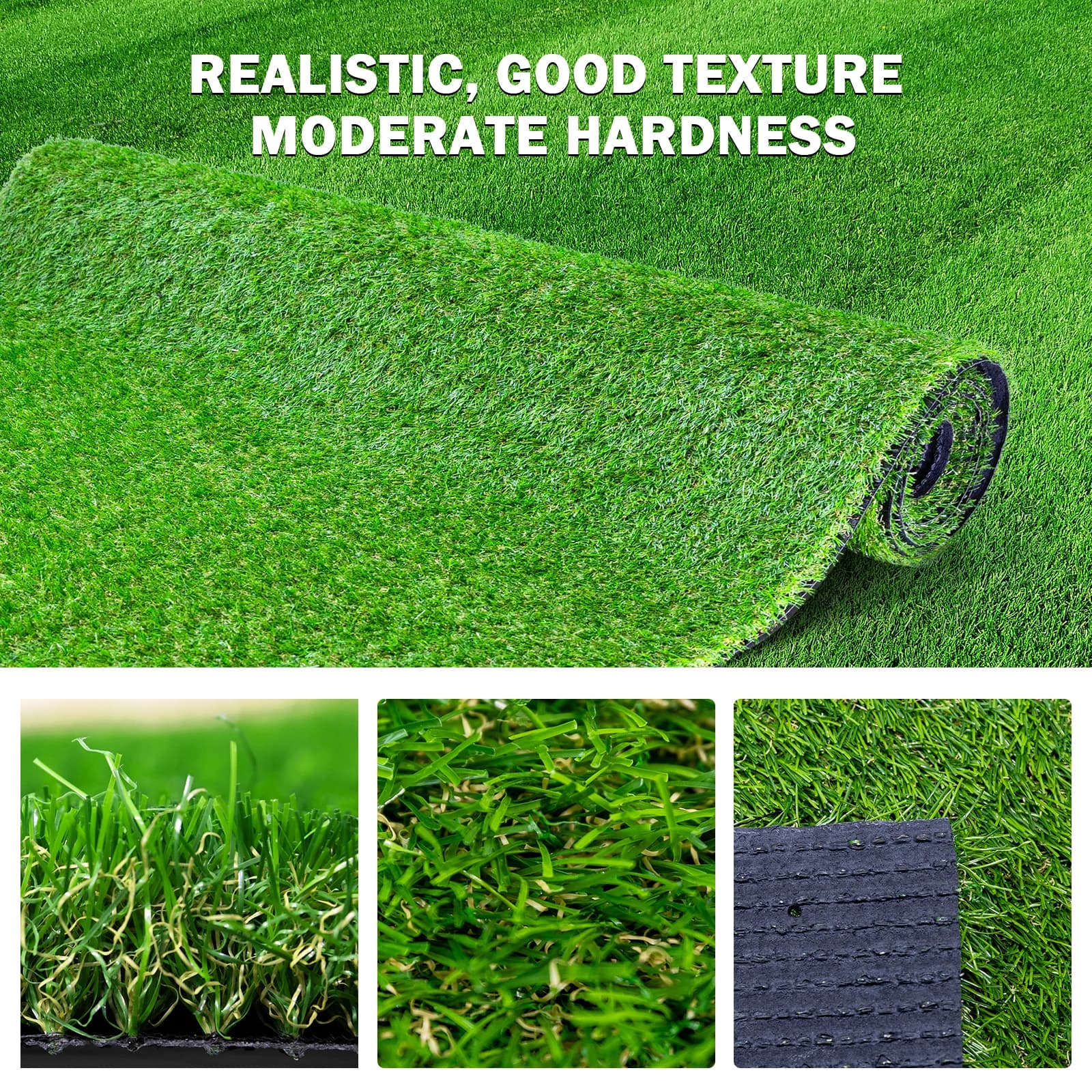 (2-Pack) 3.3ft x 10ft Artificial Grass, Realistic Synthetic Thick Fake Faux Grass Rug, Astroturf Carpet for Landscaping and Dogs, Indoor/Outdoor Garden Lawn Mat, with Drainage Holes