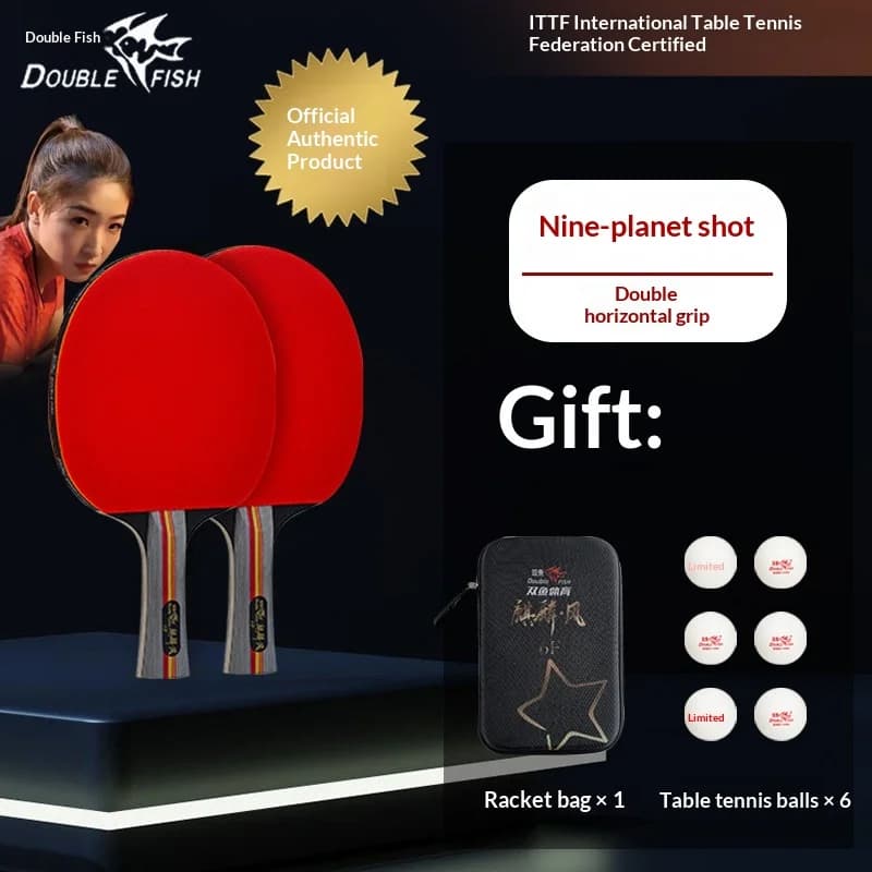 9 Stars Table Tennis Racket ITTF Approved, Shakehand & Penhold Available, Double Sided Rubber, Ping Pong Bat with Bag and 6 ball