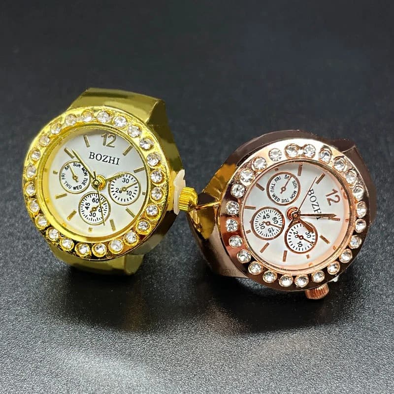 Orologio ad Anello Vintage Creativo con Strass per Donne e Uomini, Movimento al Quarzo, Orologio da Dito di Lusso, Gioiello di Moda per Coppie