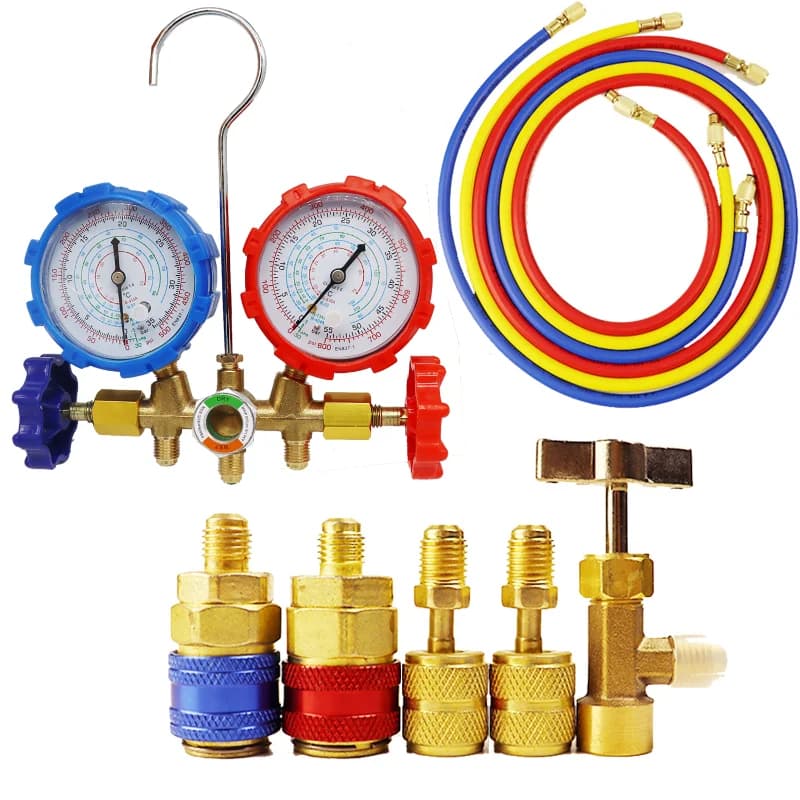 Refrigerant Air Conditioner Tools Sets for diagnostic manifold AC Kit hose hook for refrigerant test R410A R22 R404A R134A