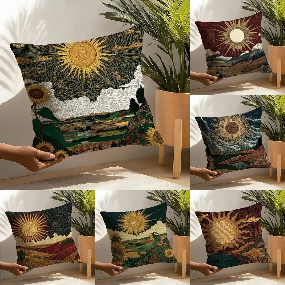 Fodera per cuscino con stampa HOT Sun, federa in lino, decorazione per divano e casa, copricuscino