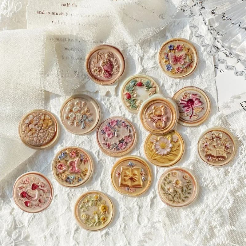1 Sheet Wax Seal Stickers 3D Self-Adhesive DIY Collage Decorative Stationery Aesthetic Sealing Stickers