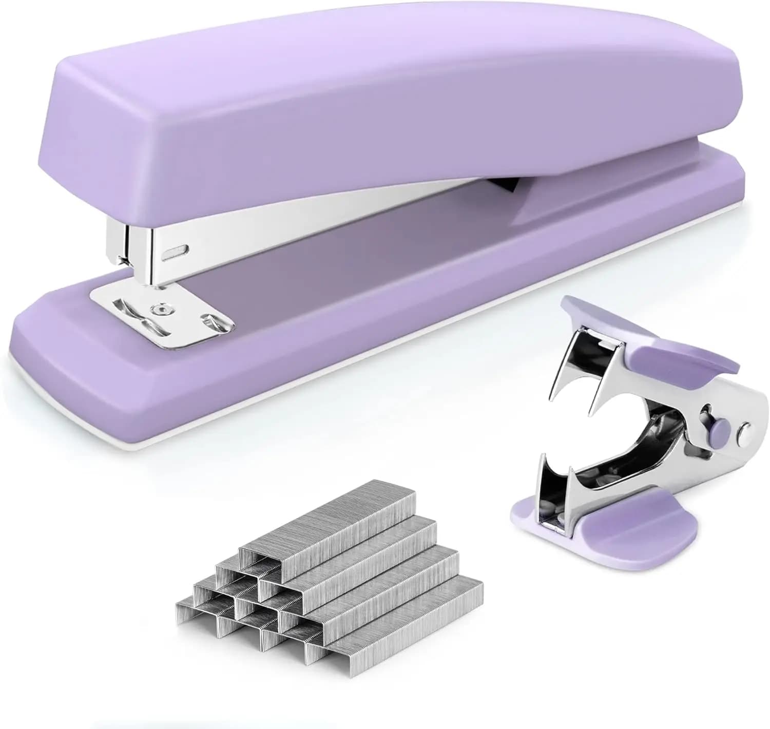 Cucitrice da Scrivania Viola con Capacità di 25 Fogli, Include 1000 Graffette e Smagliacuciture per Uso Ufficio