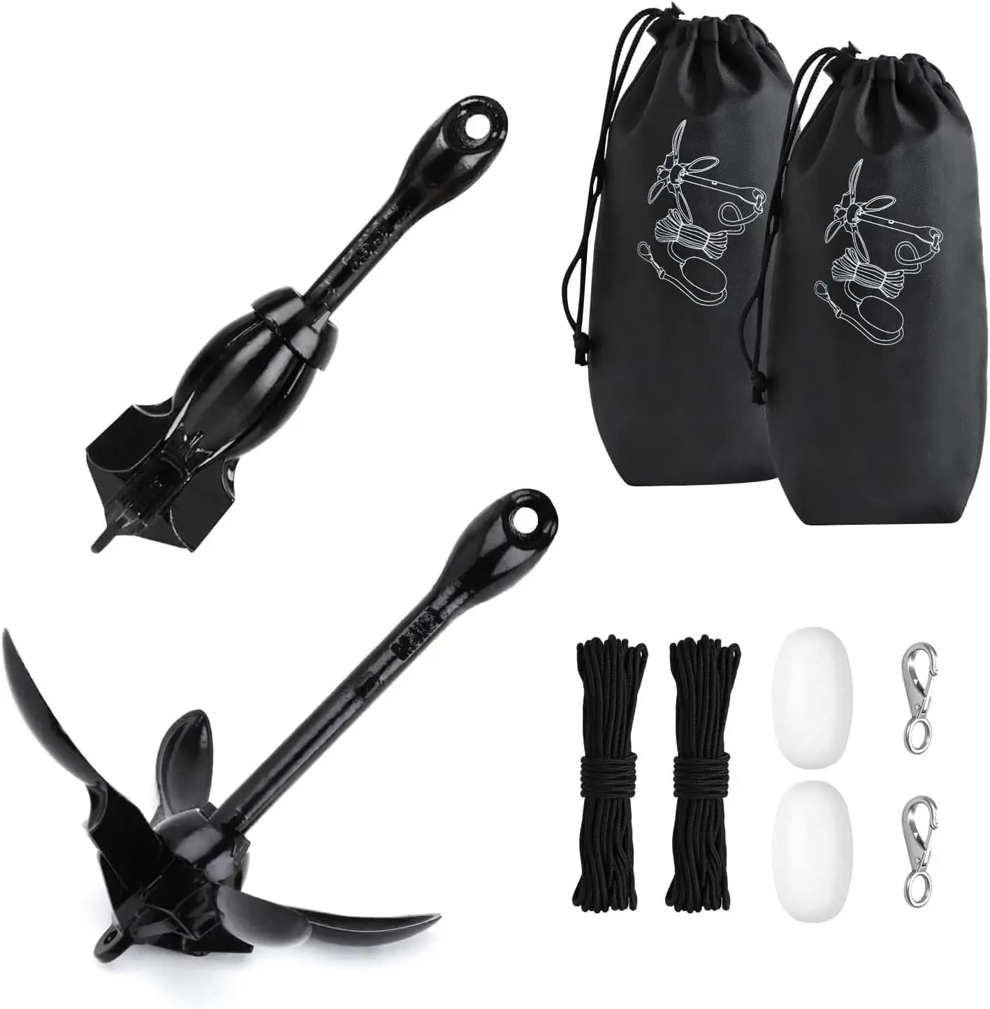 Kit Ancoraggio per Kayak da 3,5 lb con Corda Marina da 40 piedi per SUP, Canoe, Pesca e Accessori per Paddleboard