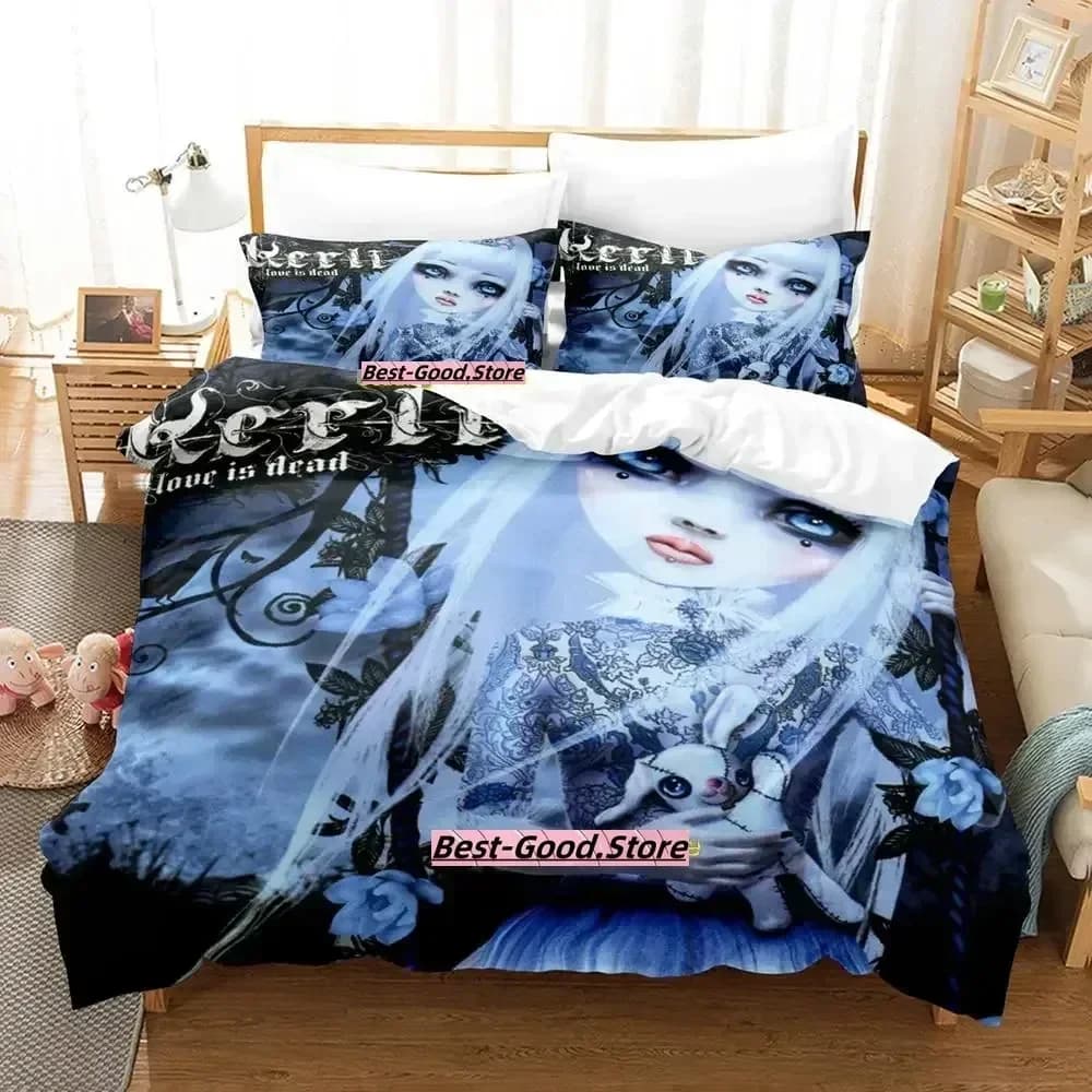 Set di Biancheria da Letto Kawaii Kerli, Singolo, Matrimoniale, Queen, King Size, per Adulti e Bambini, Set Copripiumino con Stampa 3D Anime