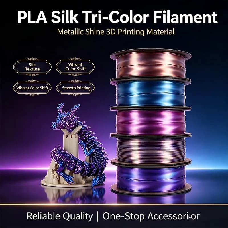 Silk PLA Filament 1.75mm Dual Color Gradient 3D Printer Filament Three Color Shiny PLA Printing Material Easy Print Supplies