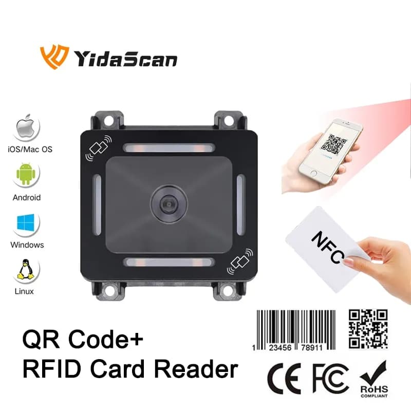 FM700B QR Code lettore di schede RFID NFC 1D 2D lettore di codici QR controllo accessi Scanner di codici a barre USB RS232 Wiegand per tornello chiosco