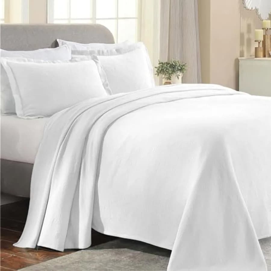 Set Copriletto in Cotone Paisley 3 Pezzi, Decorazione per Camera da Letto, Copriletto Decorativo Texturizzato con 2 Federe, Coperta Leggera, Copriletto Trapuntato