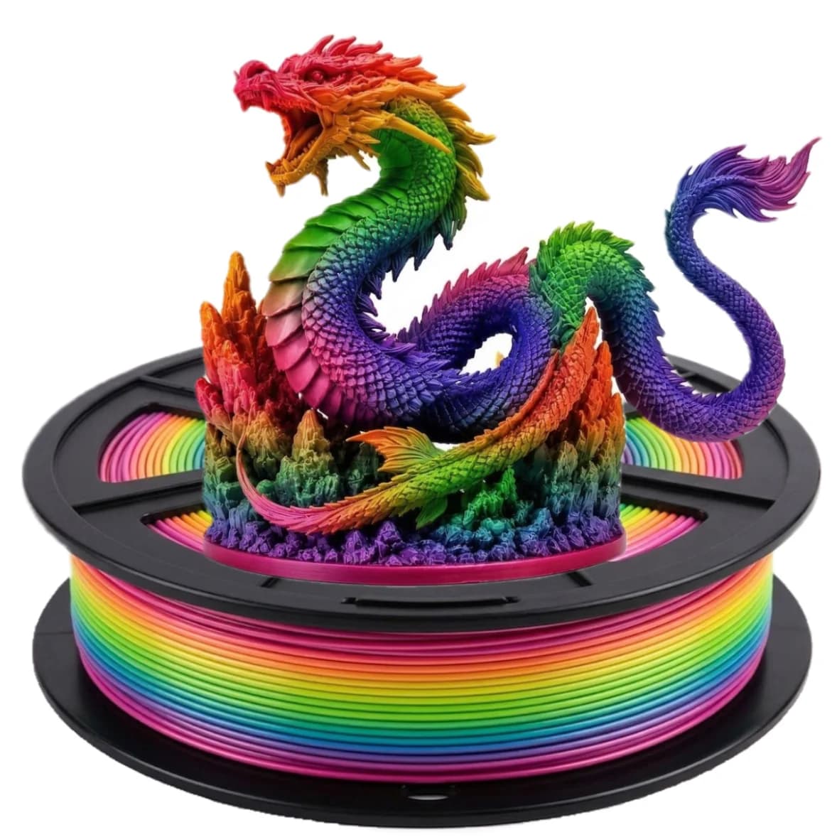 Silk PLA 3D Printer Filament, 1.75 mm, Rainbow Colors, Multicolor 3D Printing Filament, Color-Changing Filament Compatible with
