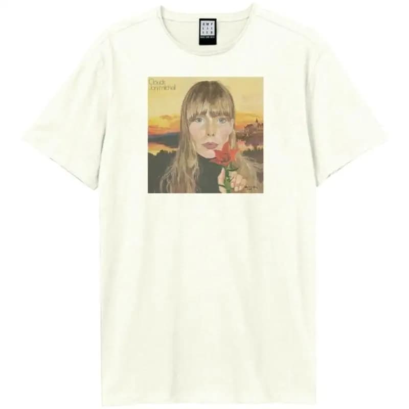 Maglietta bianca vintage Joni Mitchell Clouds Amplified