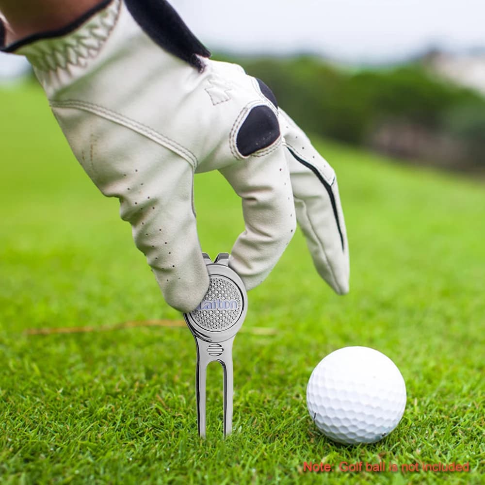 Accessori da golf Argento resistente in lega di zinco Putting Green Forchetta Golf Marker Pitch Ball Forchetta Golf Forcone Golf Divot Tool