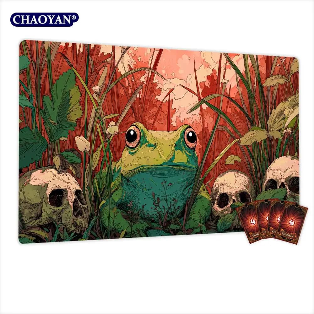 Mysterious Skulls and Frog TCG Playmat Magic Card Battle Mat Non-Slip Durable 35X60CM Commander playmat Board Game Mat for TCG