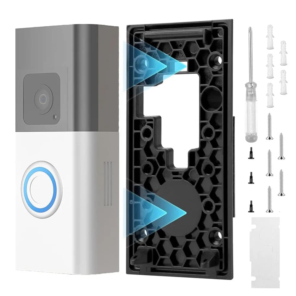 Supporto per campanello per porta regolabile senza trapano compatibile con Ring Video Doorbell 2020, supporto in plastica resistente alle intemperie