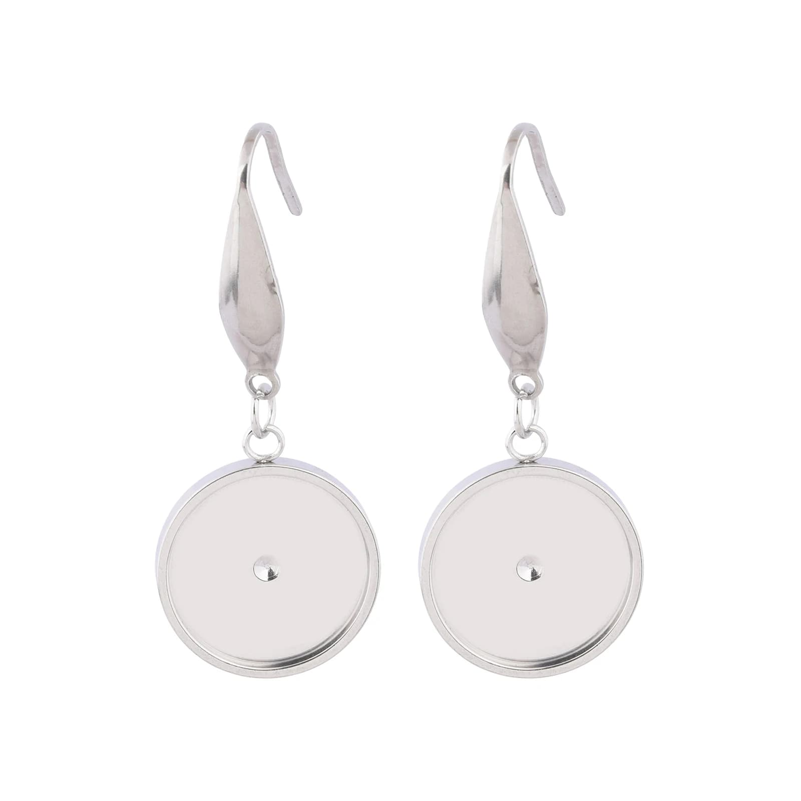 10 Pezzi Base per Orecchini in Acciaio Inox per Cabochon da 14mm, Ganci e Accessori per Creazione di Gioielli Fai-da-Te