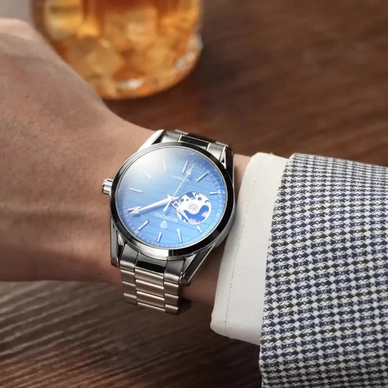 Authentic Men Watch High-End Business Night Light Waterproof Steel Strip Hollowed Out Male Fully Automatic Mechanical Watches