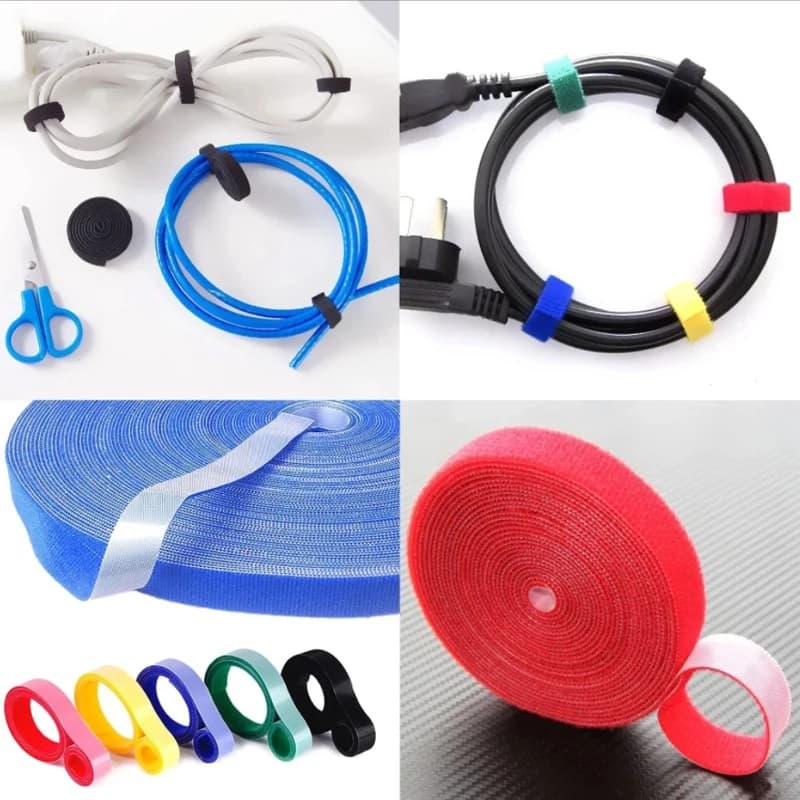 5M Hook And Loop Cable Organizer Fastener - Wire Winder Earphone & Mouse Cord Management Protector USB Cable Keeper