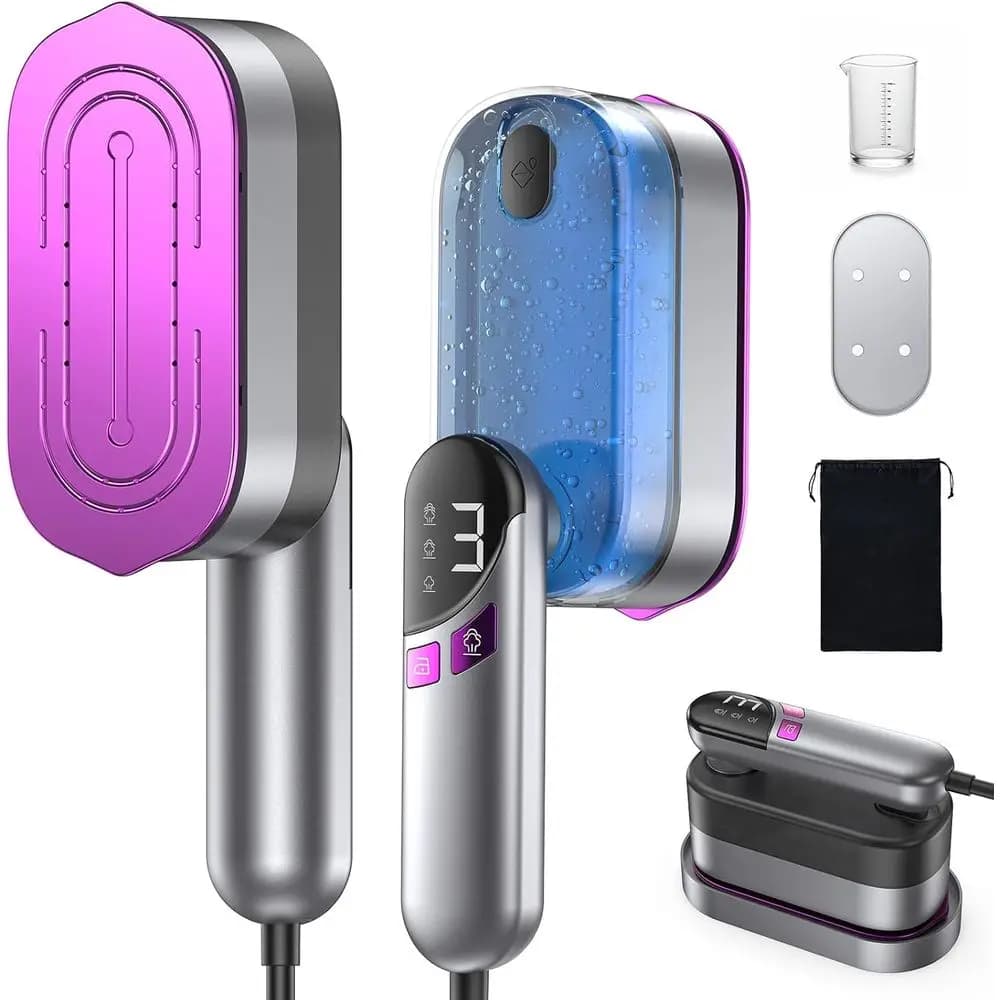 Vaporizzatore e Ferro da Stiro Portatile per Vestiti, 1000W, Piastra in Ceramica, Riscaldamento Rapido, Serbatoio Anti-Perdita, Funzione Auto-Pulente, Portatile