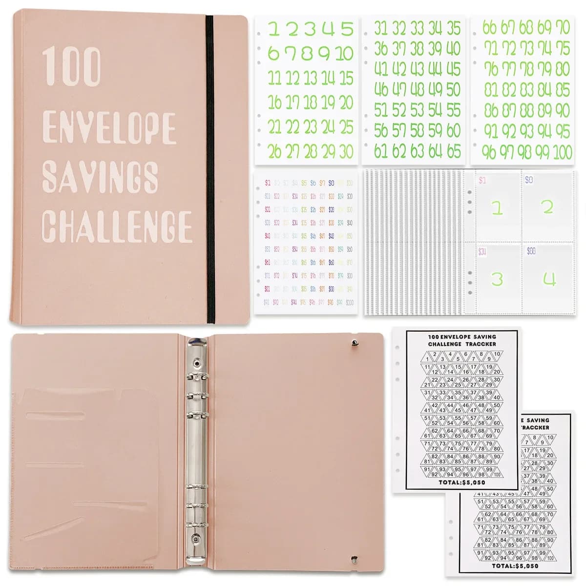A5 100 Busta Sfida Raccoglitore a fogli mobili Notebook Nucleo interno Copertina Note Book Journal Planner Forniture di cancelleria per ufficio