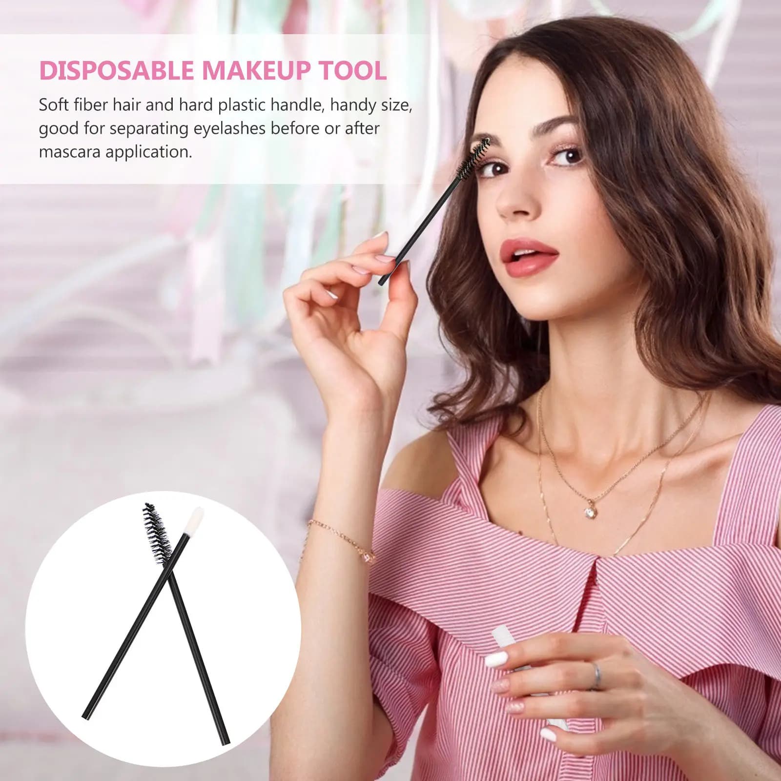 100 Disposable Applied Parts for Mascara and Lucidalabbra, Eyebrow Brush, Backpack, Corrector, Pigments and Nails