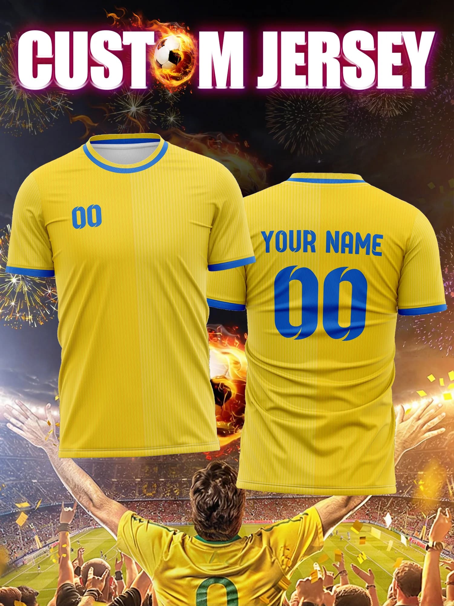 Custom Football Mesh with Picture, Number and Name, Technical Style, Modern and Elegant Sports Clothing for Football Teams