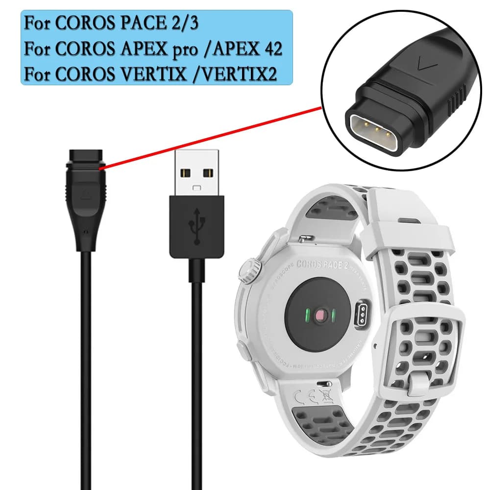 Caricatore a filo da 100 cm per COROS PACE 2/3 Cavo di ricarica USB Smartwatch Dock di ricarica per COROS APEX pro /APEX 42
