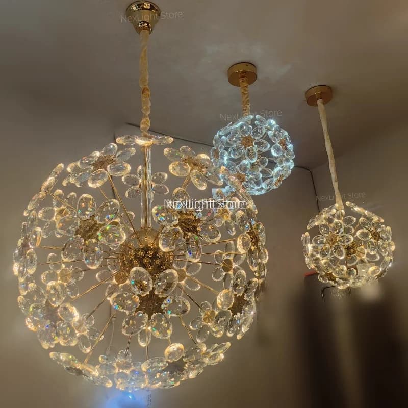 Lampada a sospensione atmosfera palla di cristallo francese per ville, LOFT, residui duplex, scale e illuminazione bar ristorante