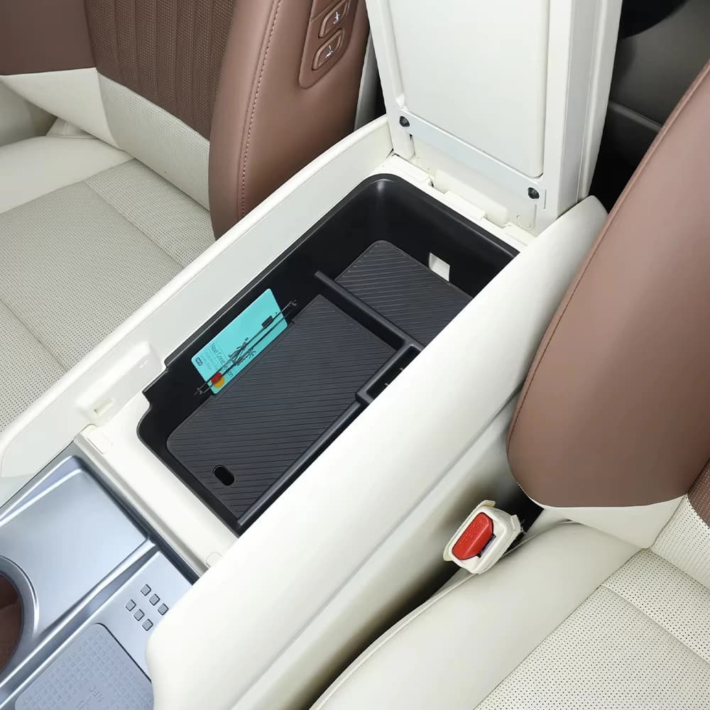 Auto Nero Scatola di Immagazzinaggio Centrale Console Bracciolo Organizzatore Supporto ABS Per Hyundai IONIQ 9 2026 LHD Auto Interni Trim Accessori