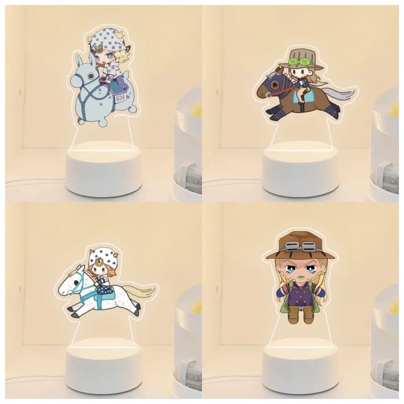 Luce Notturna per Steel Ball Run Johnny Joestar Gyro Zeppeli, Luce Monocromatica Decorativa, Regalo di Compleanno per Camera da Letto